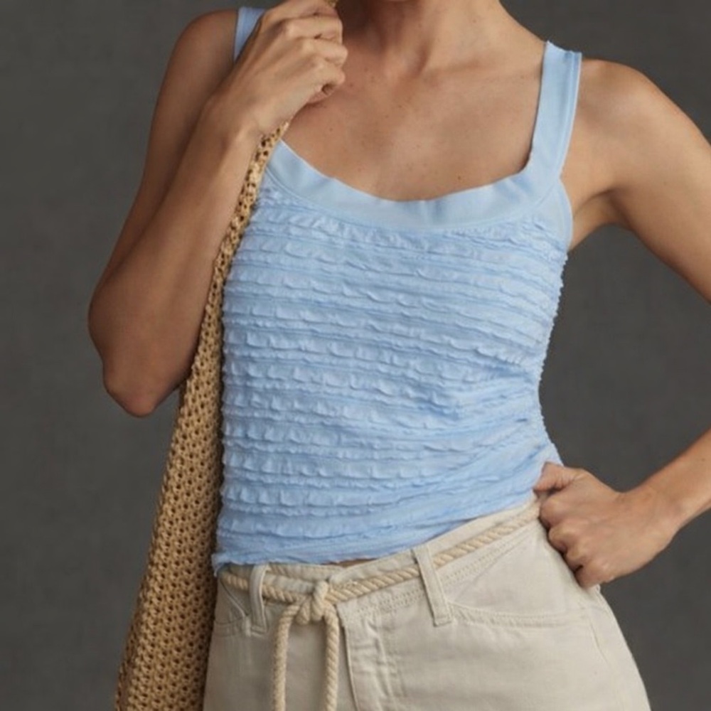 Anthropologie Textured Tank Top – Light Blue | Size M | NWT